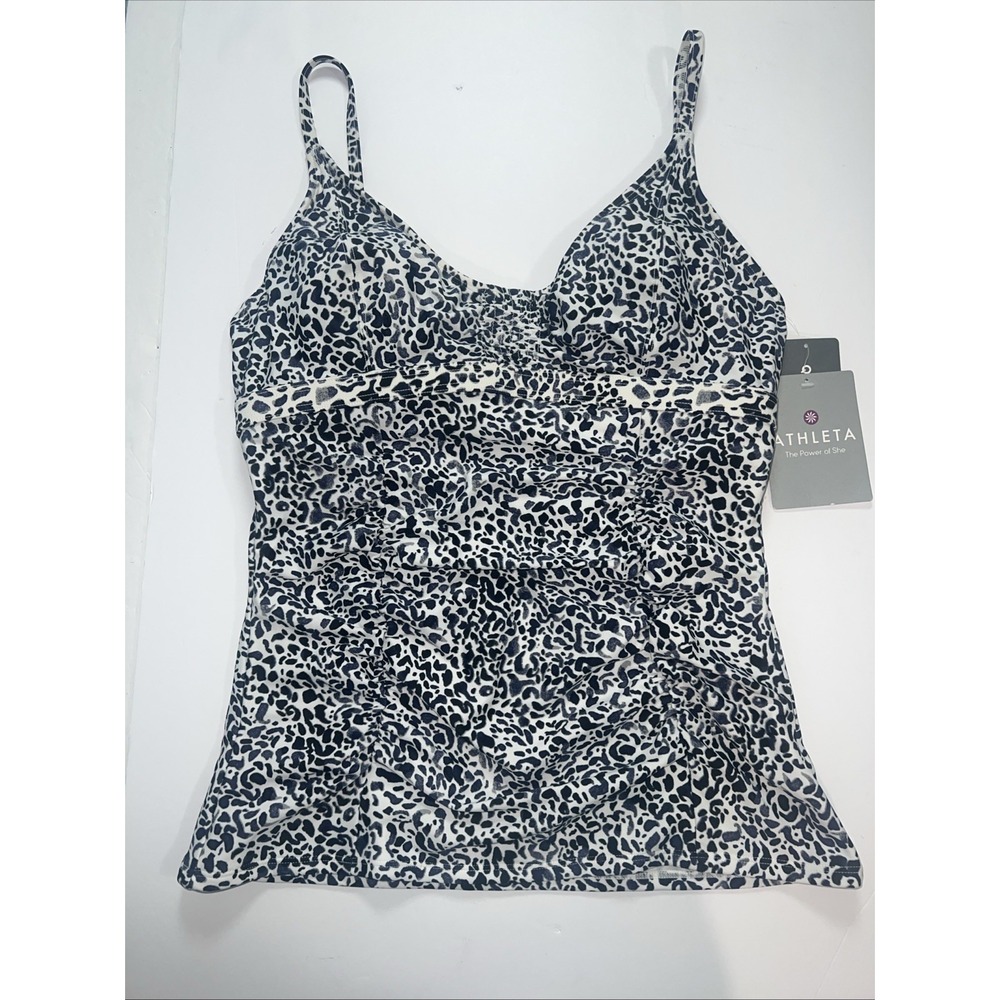 Athleta Zimbabwe Smocked Tankini, Dress Blue UPF‎ 50 Quick Dri Size 36B/C-New